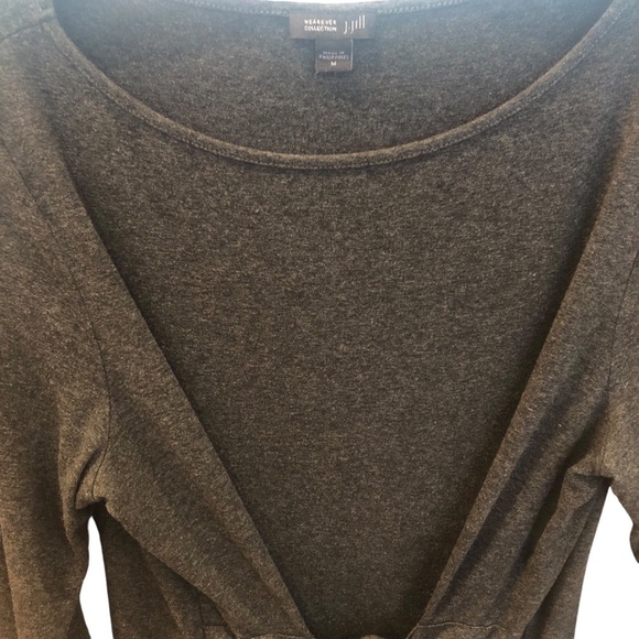 J Jill Wearever Collection Career Charcoal Tie Front Knee Length Dress Medium - Picture 6 of 10